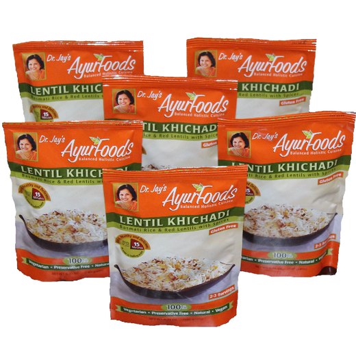 Dr. Jay's Ayurfoods Lentil Khichadi 6 Pack  Premium Blend Of Basmati Rice, Lentils And Spices, Free Of Preservatives